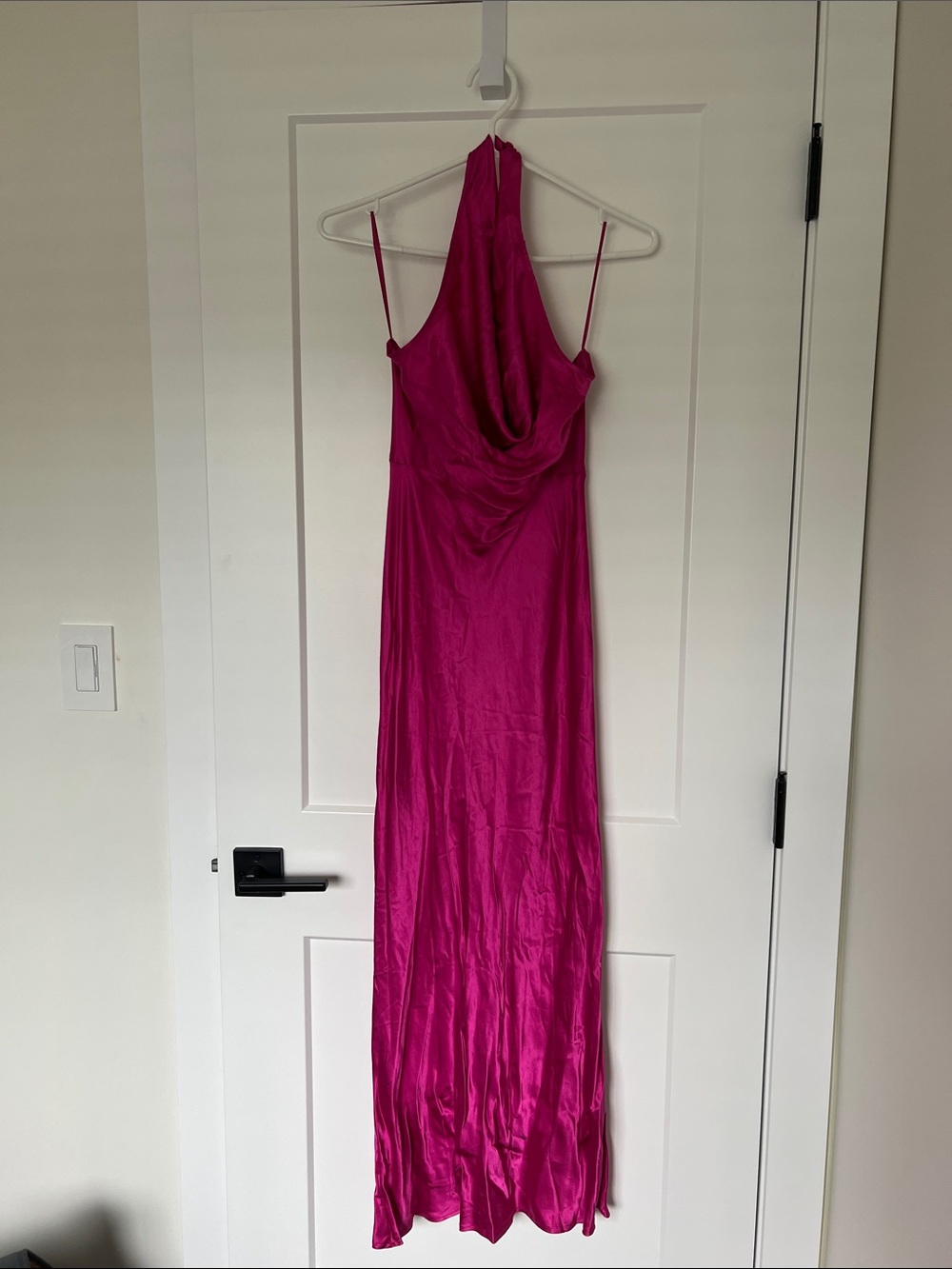Zara Hot Pink Satin Slip Maxi Dress
